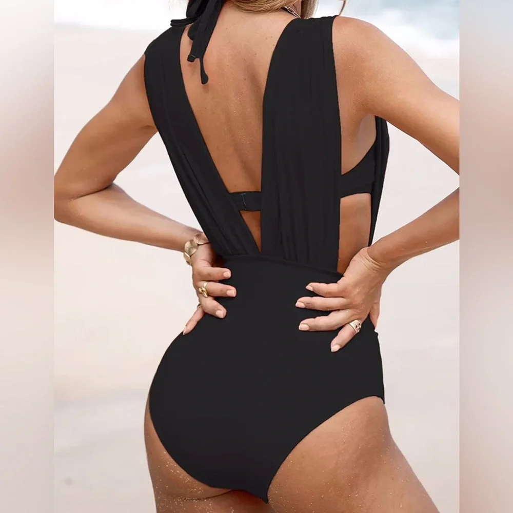 LilyLove Plunge One-Piece Swimsuit with Optional Bra Top, size XL - Picture 13 of 15